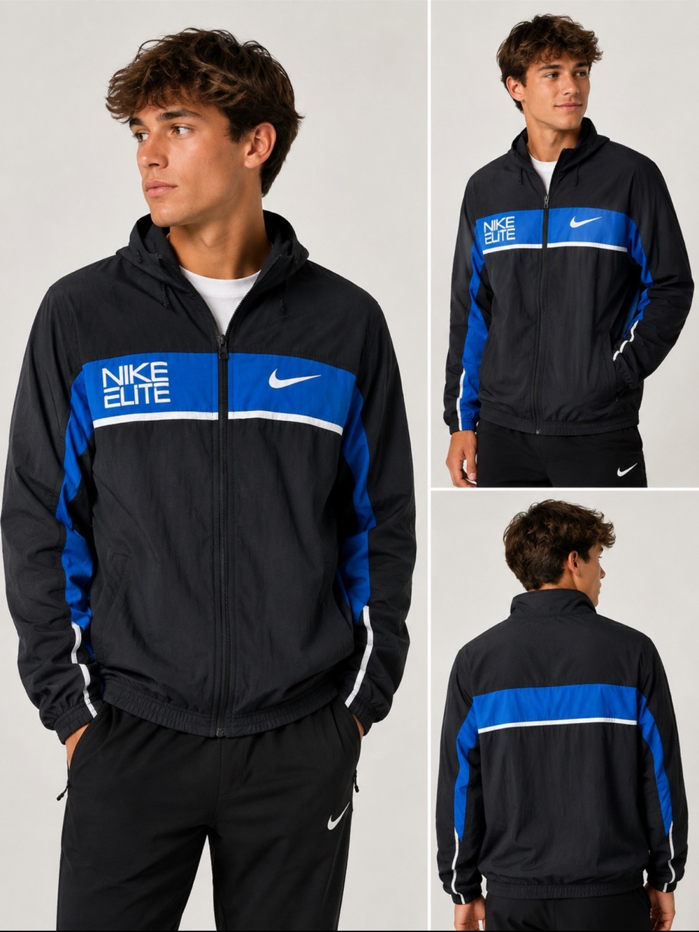 Nike Elite Dri-fit fu zip Black and Blue Men's Windbreaker/Track Jacket. S